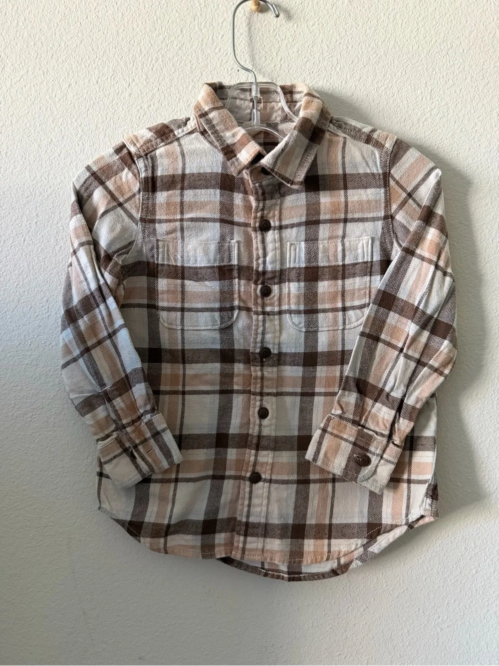 Gap Kids Neutral Plaid Button-Up Shirt Bundle - Black, Gray, Brown